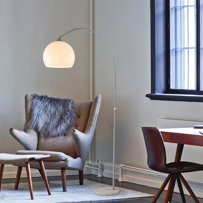 Minimalist Marble and Stainless Steel 1-Light Floor Lamp for Living Room