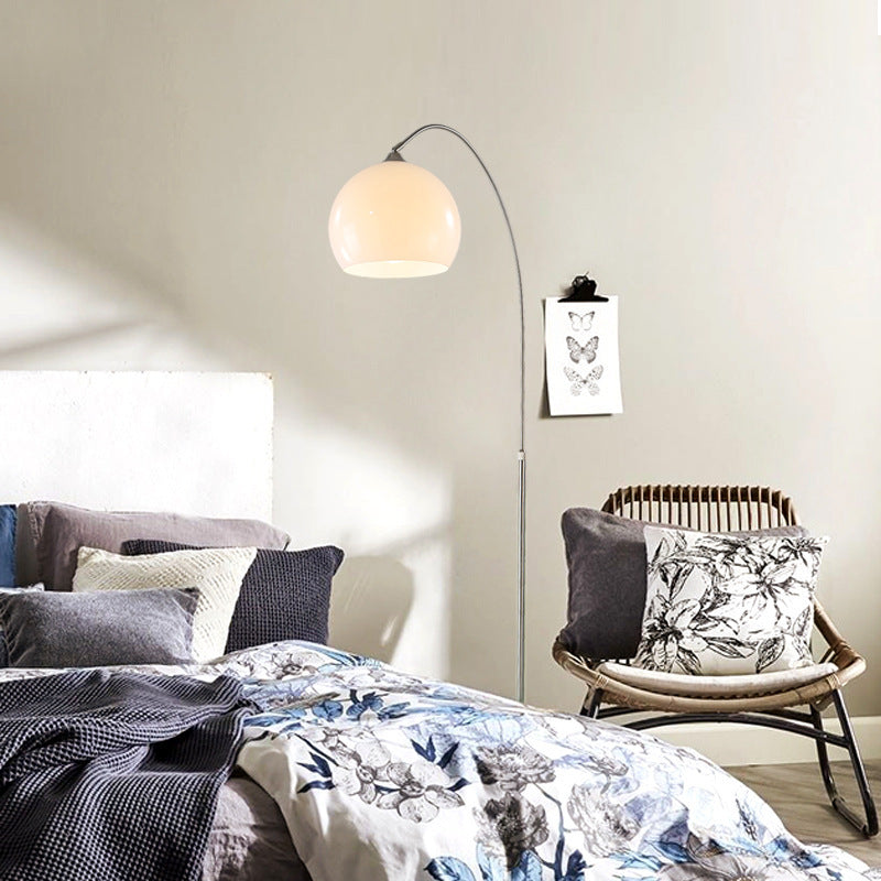 Minimalist Marble and Stainless Steel 1-Light Floor Lamp for Living Room