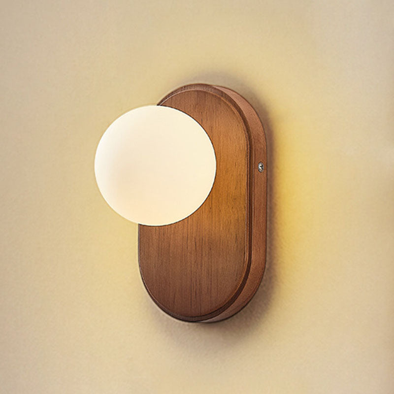 Japanese Wood & Glass Wall Sconce