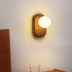 Japanese Wood & Glass Wall Sconce