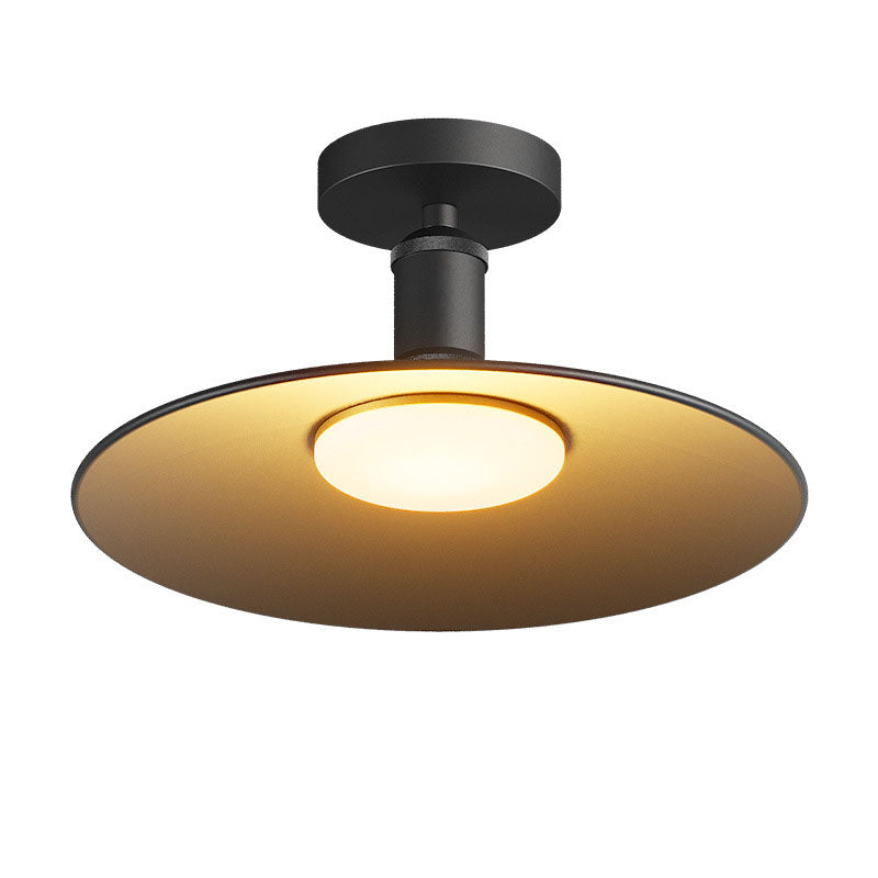 Modern Waterproof Aluminum Round 1-Light Semi-Flush Mount