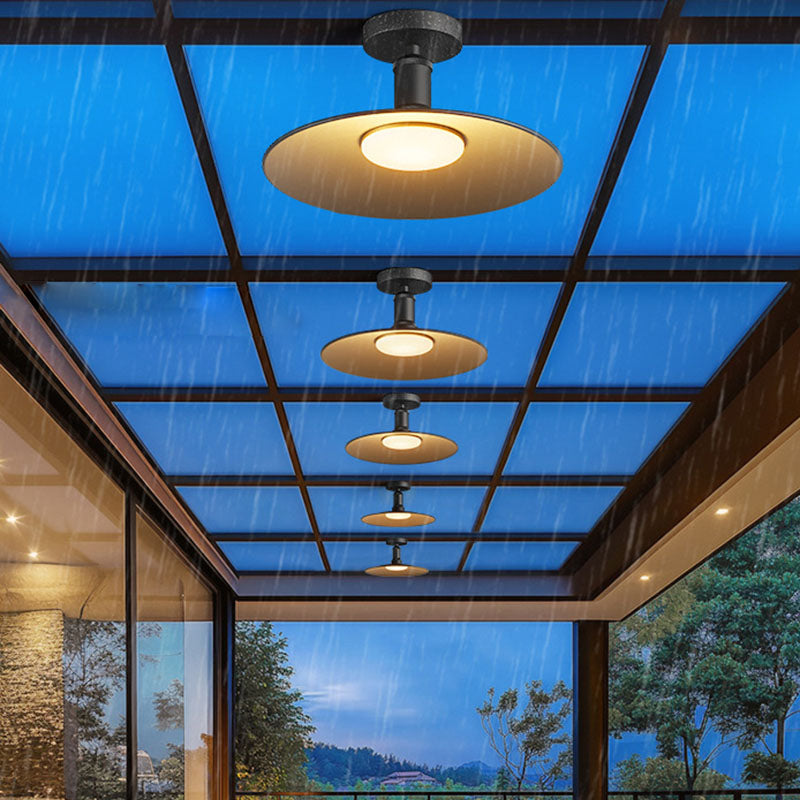 Modern Waterproof Aluminum Round 1-Light Semi-Flush Mount