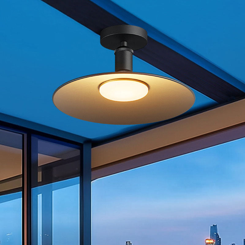 Modern Waterproof Aluminum Round 1-Light Semi-Flush Mount
