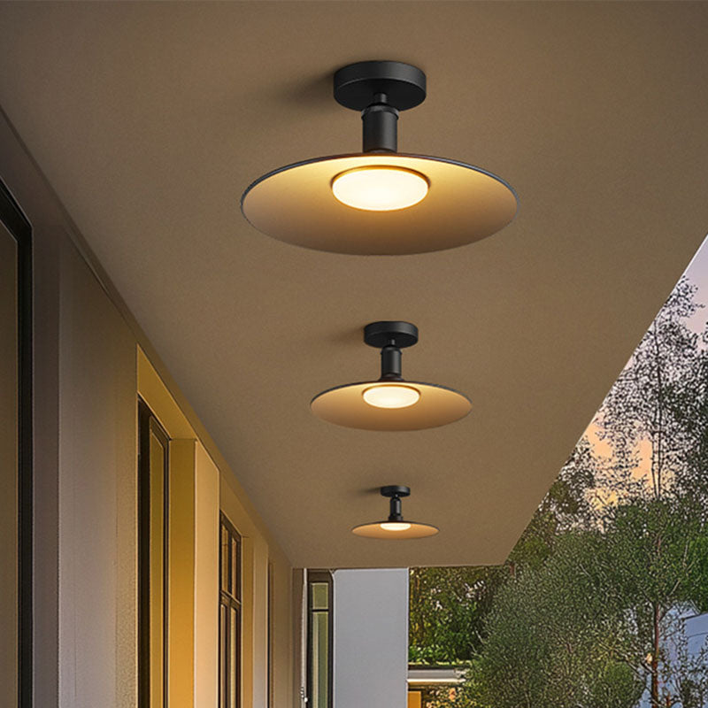Modern Waterproof Aluminum Round 1-Light Semi-Flush Mount
