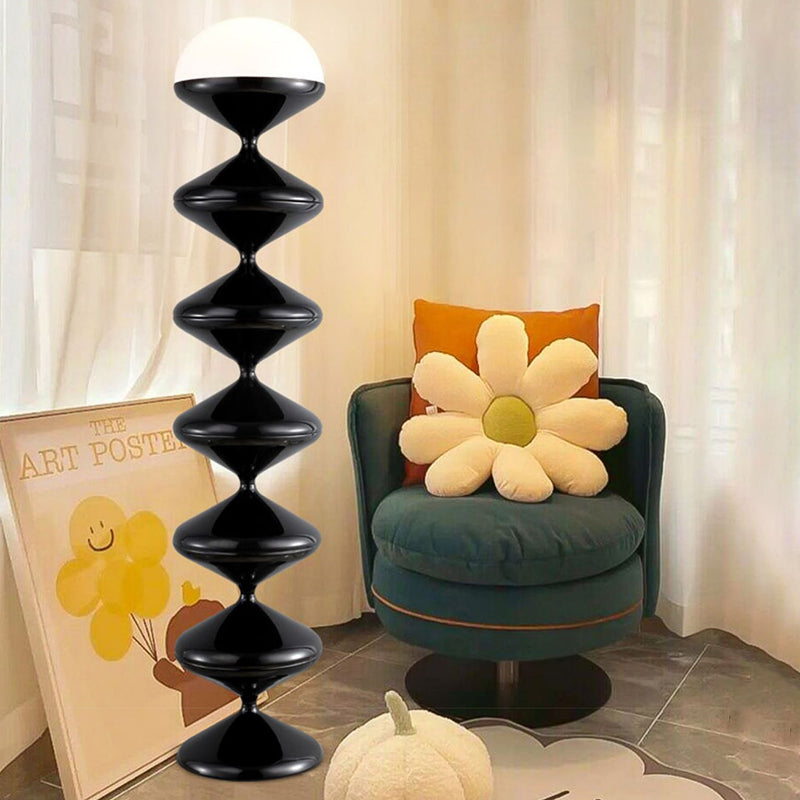 Scandinavian Cream Round Floor Lamp - 1-Light Iron & Acrylic Design for Bedroom