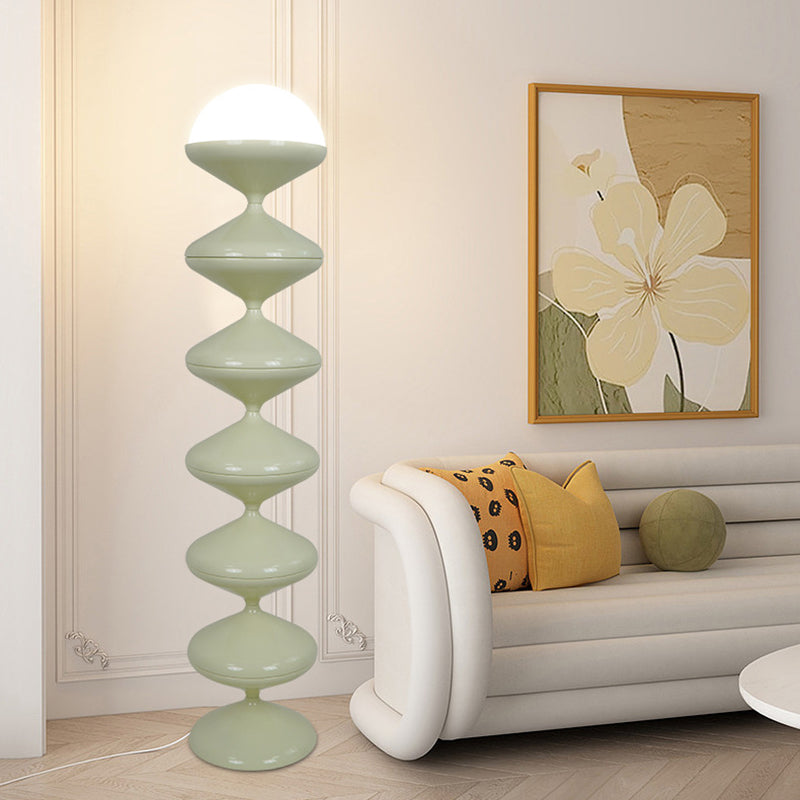 Scandinavian Cream Round Floor Lamp - 1-Light Iron & Acrylic Design for Bedroom