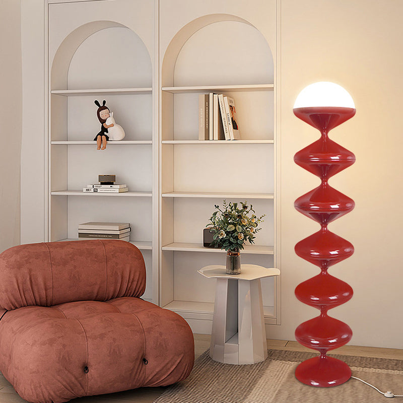 Scandinavian Cream Round Floor Lamp - 1-Light Iron & Acrylic Design for Bedroom
