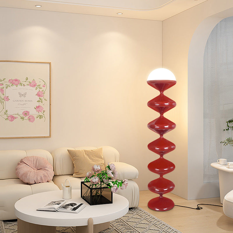 Scandinavian Cream Round Floor Lamp - 1-Light Iron & Acrylic Design for Bedroom