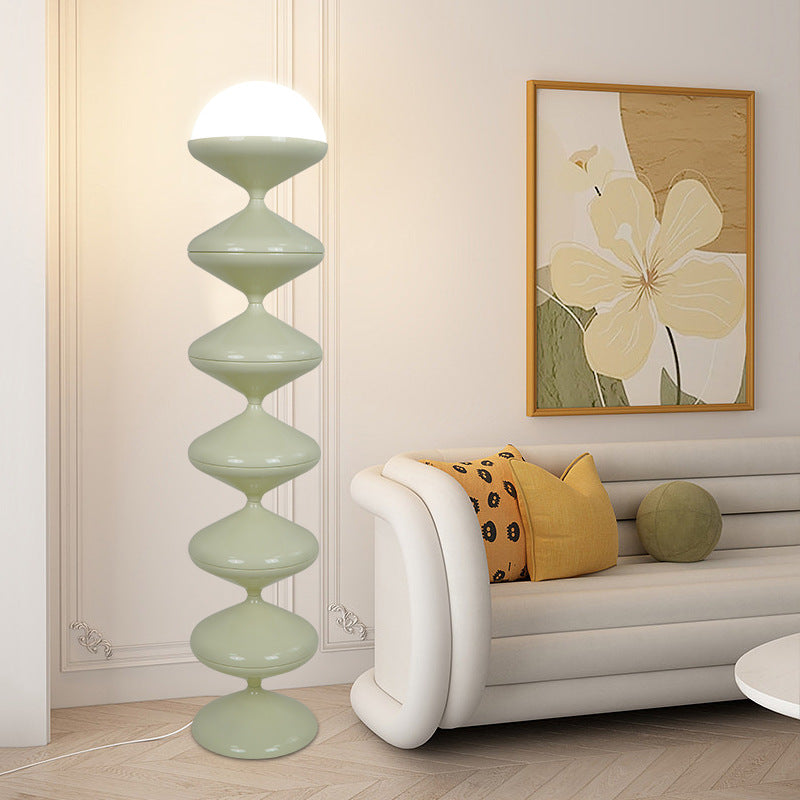 Scandinavian Cream Round Floor Lamp - 1-Light Iron & Acrylic Design for Bedroom