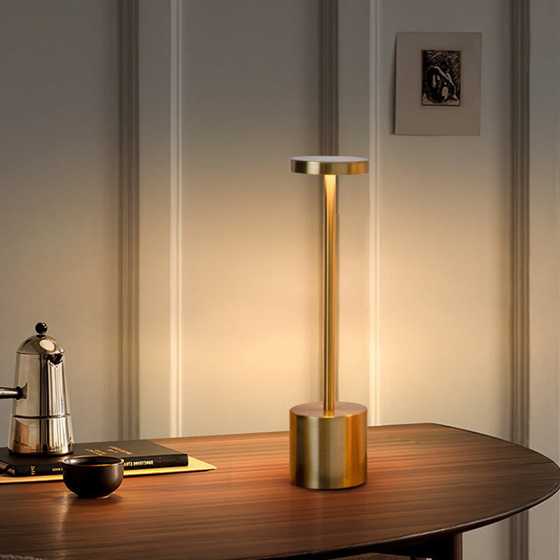 Contemporary Round Metal LED Table Lamp for Living Room