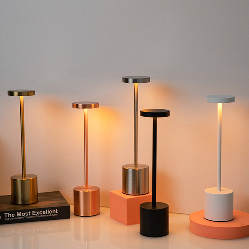 Contemporary Round Metal LED Table Lamp for Living Room
