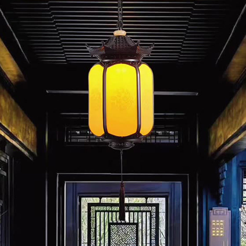 Premium Hexagonal Chinese Gazebo Pendant Light - 1-Light