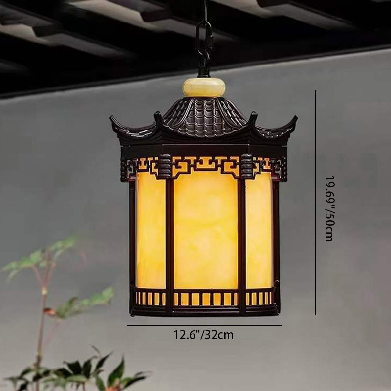 Premium Hexagonal Chinese Gazebo Pendant Light - 1-Light