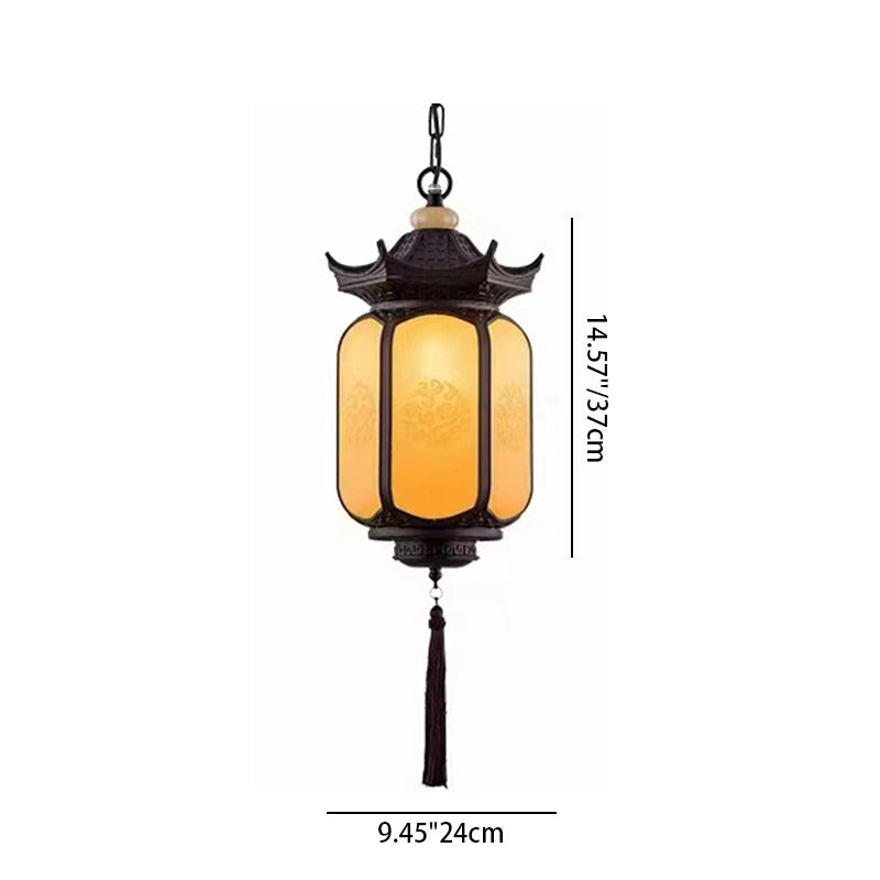 Premium Hexagonal Chinese Gazebo Pendant Light - 1-Light