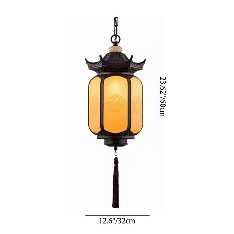 Premium Hexagonal Chinese Gazebo Pendant Light - 1-Light