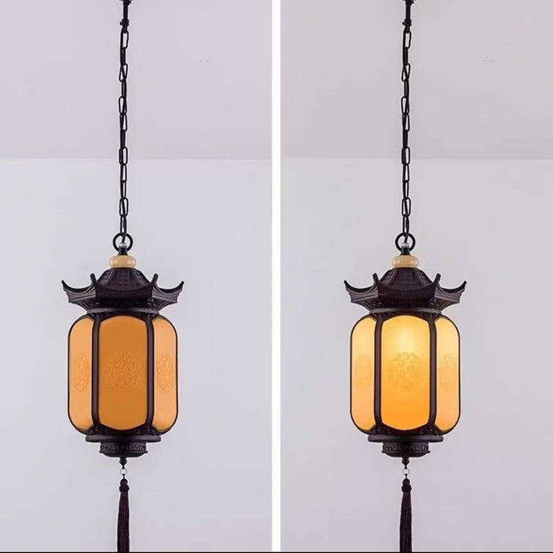 Premium Hexagonal Chinese Gazebo Pendant Light - 1-Light