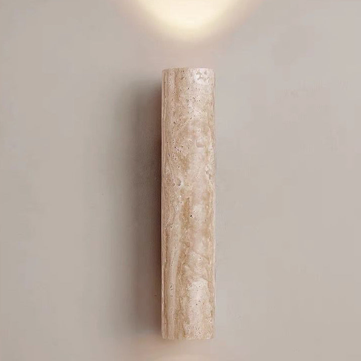 Scandinavian Travertine & Wood Wall Sconce
