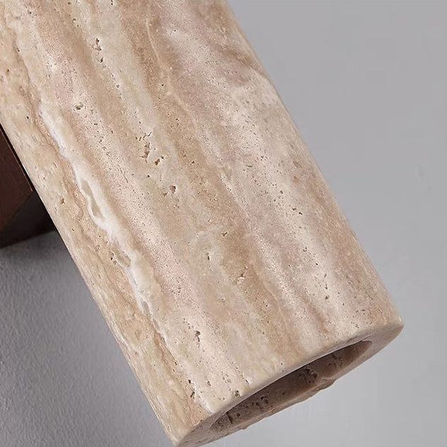 Scandinavian Travertine & Wood Wall Sconce