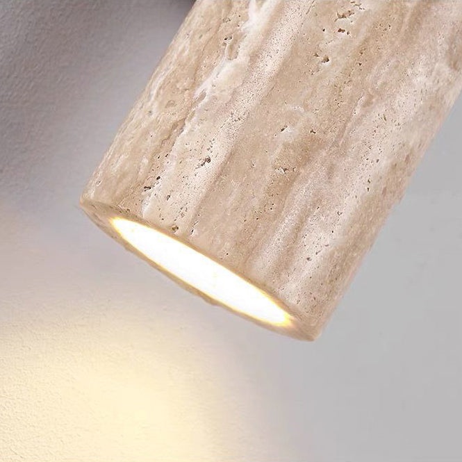Scandinavian Travertine & Wood Wall Sconce