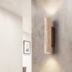 Scandinavian Travertine & Wood Wall Sconce