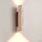 Scandinavian Travertine & Wood Wall Sconce