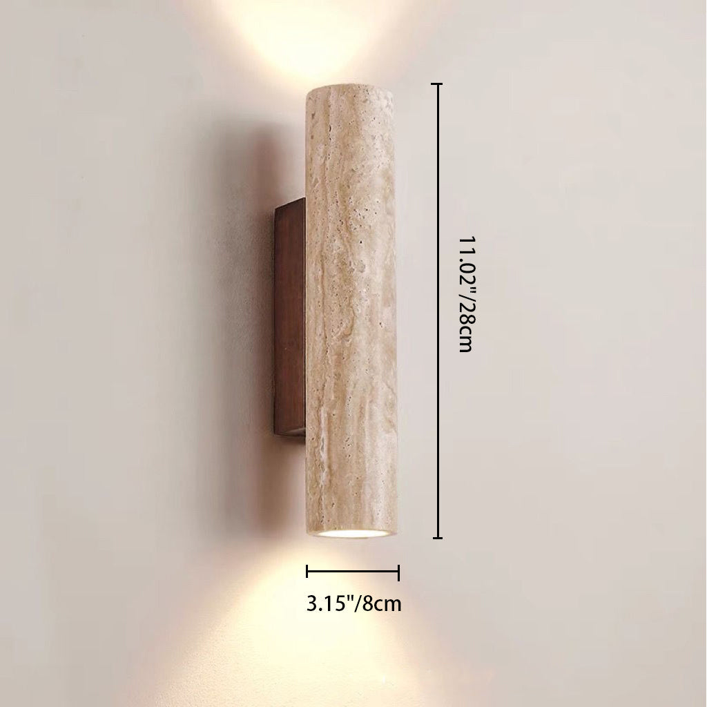 Scandinavian Travertine & Wood Wall Sconce