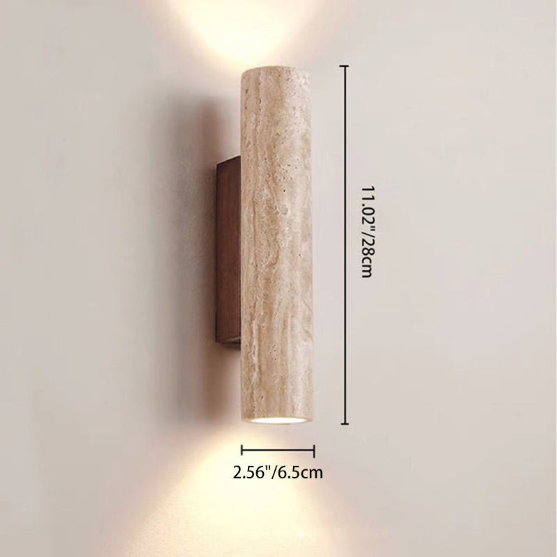 Scandinavian Travertine & Wood Wall Sconce