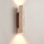 Scandinavian Travertine & Wood Wall Sconce