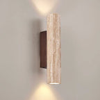 Scandinavian Travertine & Wood Wall Sconce