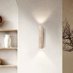 Scandinavian Travertine & Wood Wall Sconce