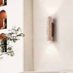 Scandinavian Travertine & Wood Wall Sconce