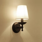 Rustic Round Fabric Wall Sconce Lamp