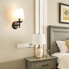 Rustic Round Fabric Wall Sconce Lamp