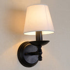 Rustic Round Fabric Wall Sconce Lamp