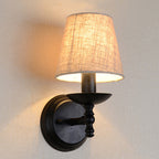 Rustic Round Fabric Wall Sconce Lamp