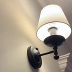 Rustic Round Fabric Wall Sconce Lamp