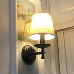 Rustic Round Fabric Wall Sconce Lamp