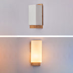 Japanese Rectangle Glass & Wood Wall Sconce