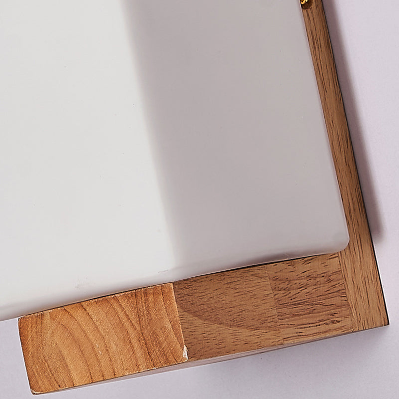 Japanese Rectangle Glass & Wood Wall Sconce