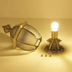 Premium Hexagonal Glass and Brass Outdoor Garden Light
