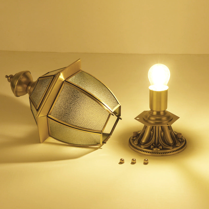 Premium Hexagonal Glass and Brass Outdoor Garden Light