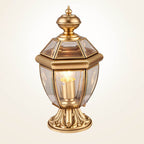 Premium Hexagonal Glass and Brass Outdoor Garden Light