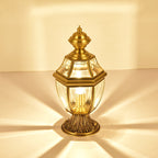 Premium Hexagonal Glass and Brass Outdoor Garden Light