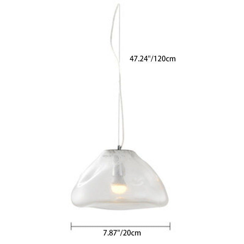 Scandinavian Half Round Glass Pendant Light - 1-Light Fixture for Living Room