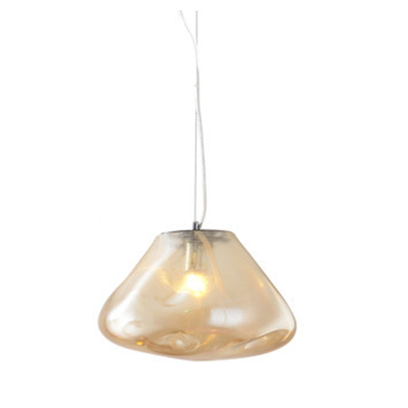 Scandinavian Half Round Glass Pendant Light - 1-Light Fixture for Living Room