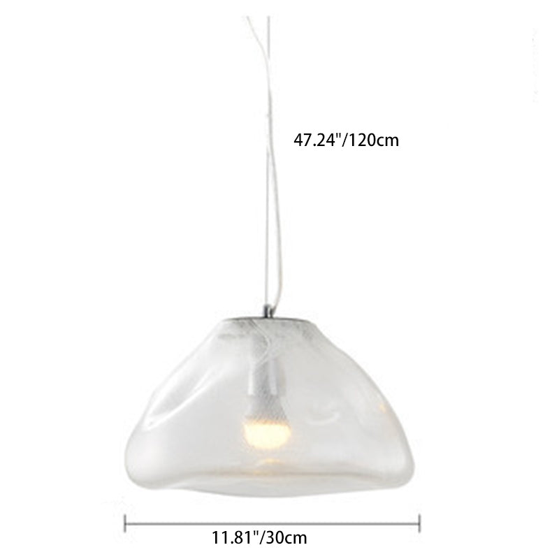 Scandinavian Half Round Glass Pendant Light - 1-Light Fixture for Living Room
