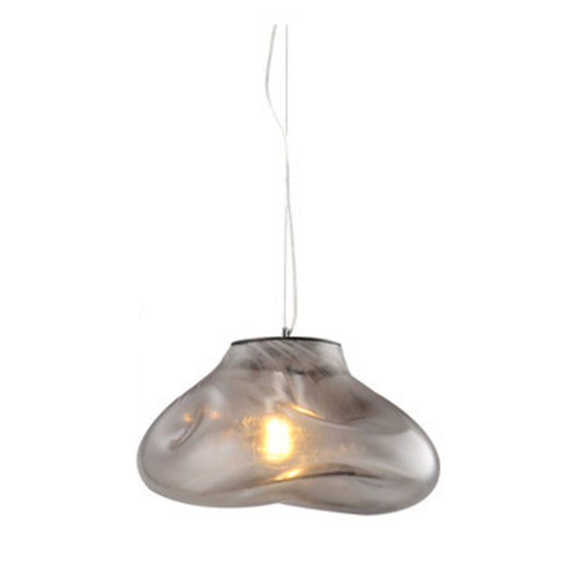 Scandinavian Half Round Glass Pendant Light - 1-Light Fixture for Living Room
