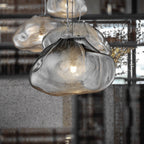Scandinavian Half Round Glass Pendant Light - 1-Light Fixture for Living Room