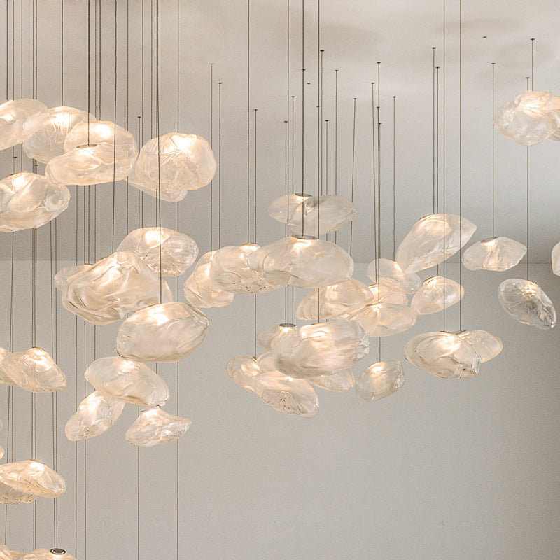 Scandinavian Half Round Glass Pendant Light - 1-Light Fixture for Living Room