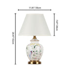 Scalloped Round Ceramic Table Lamp with Traditional Chinese Bird Pattern